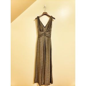 Long Formal V-neck metallic/silver Maxi Wedding